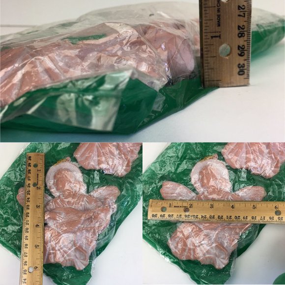 Vtg Christmas by Misco 2 Ornaments Plastic Angels Instrument Brown Country Silk - Picture 3 of 10